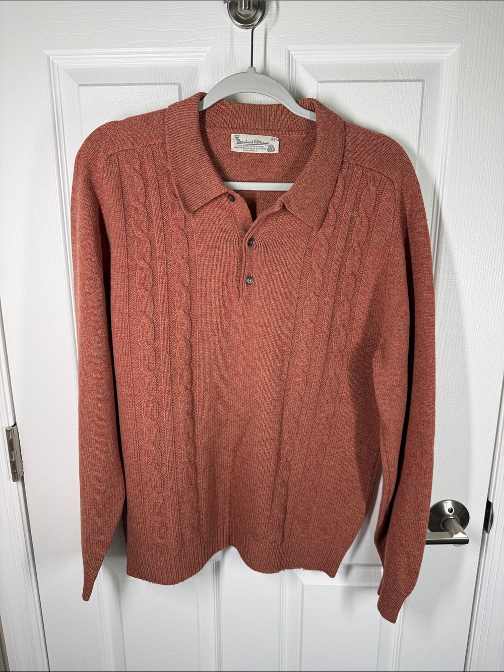 Bernhard Altmann virign wool variegated orange cable knit poll sweater size 42